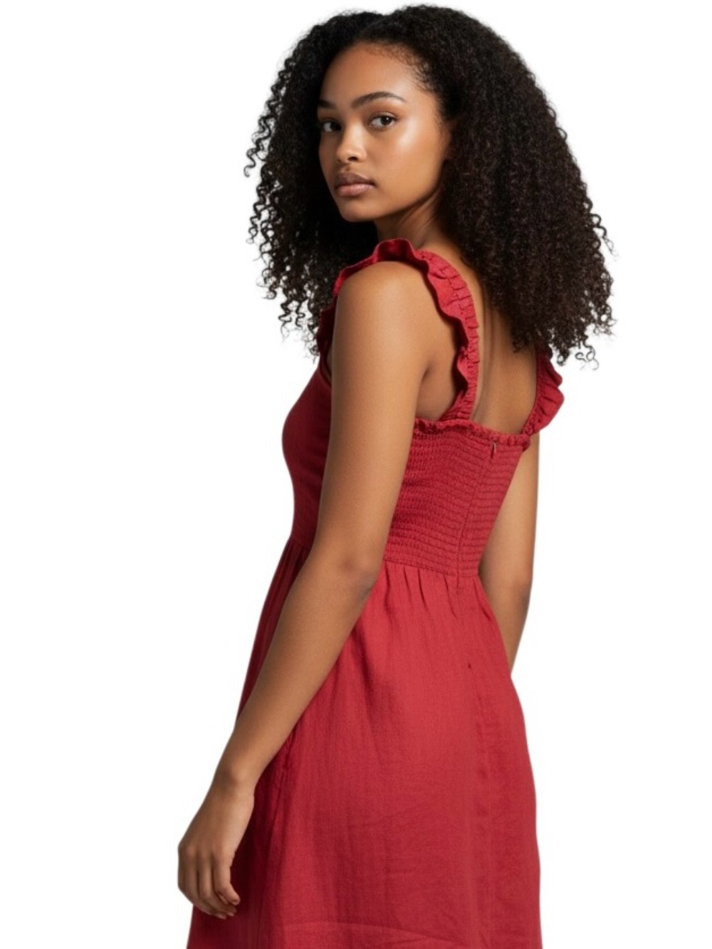 Reformation 100% Linen Cherry Red Midi Dress Size:10 - Picture 4 of 7